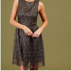 Altar'd State Gold Black Floral Rose Lace Overlay Party Cocktail Formal Dress